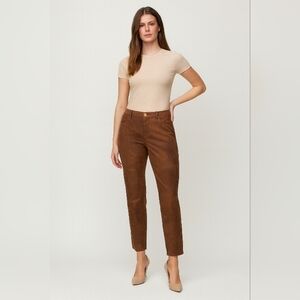 Chico's Brown Worn Luggage Faux Suede Knit Ankle Pants US 14 NWOT Cowgirl 2.5